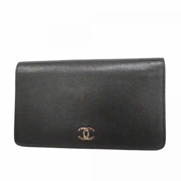CHANEL Handbags - CHANEL Black Leather Wallet